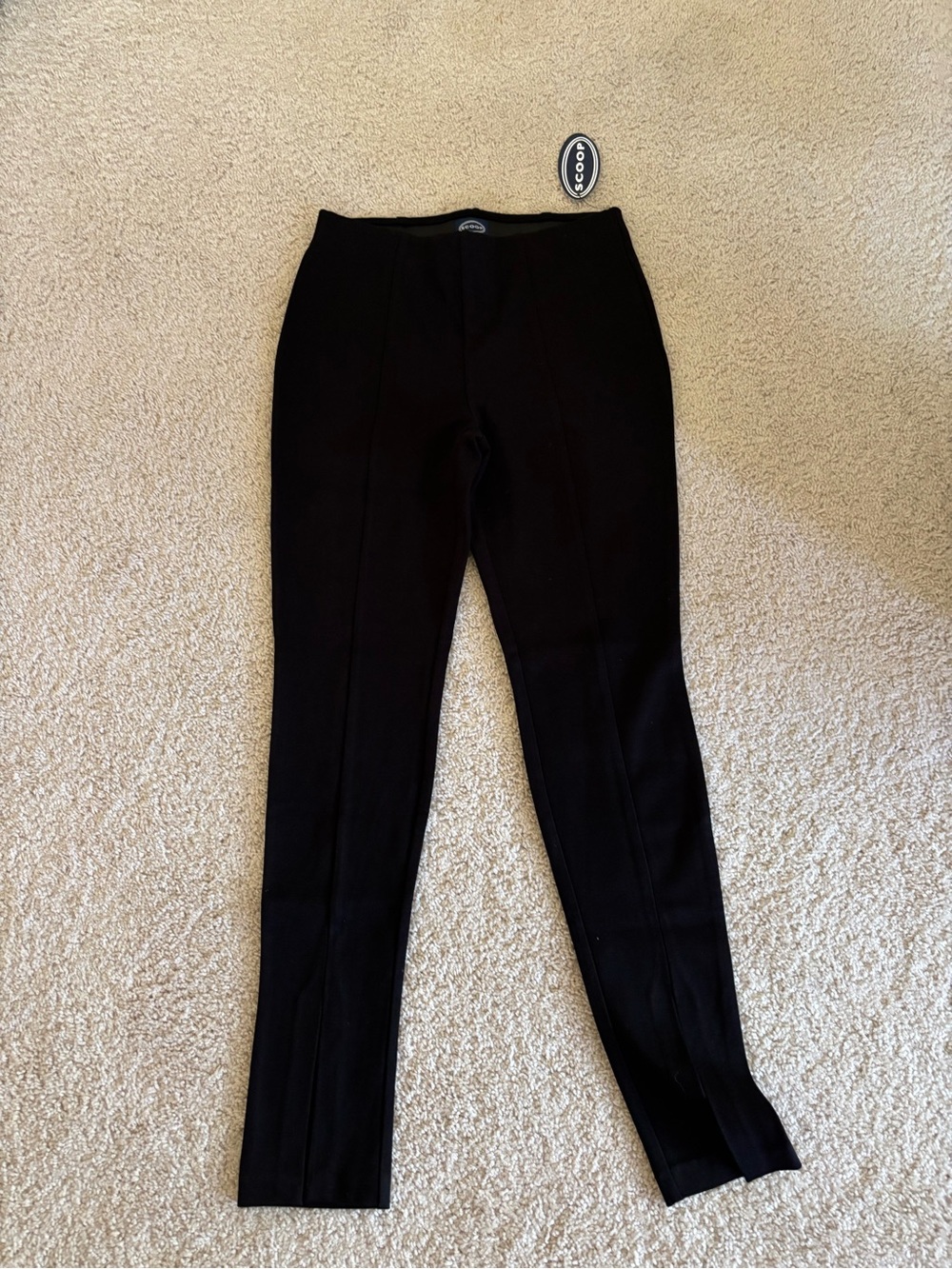 NWT SCOOP Black Ponte Slit Leggings
